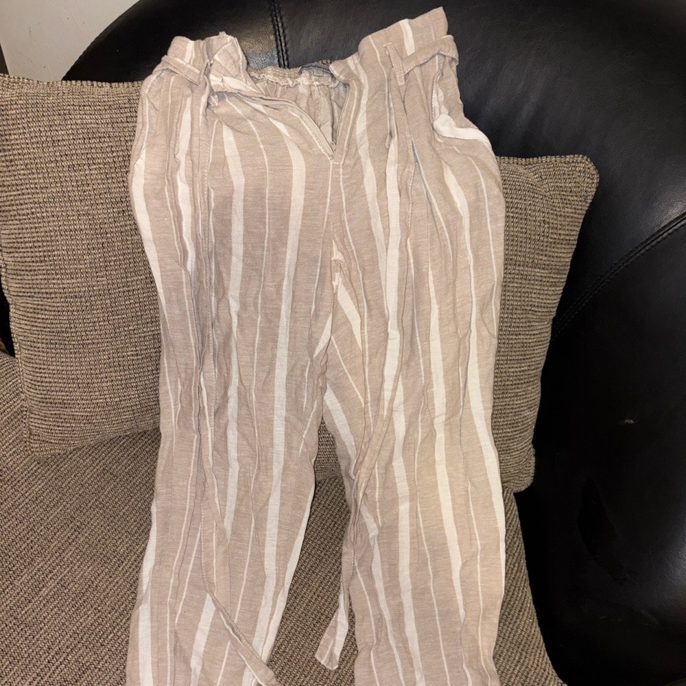 Charlotte Russe Beige and White Striped Wide Leg Pants